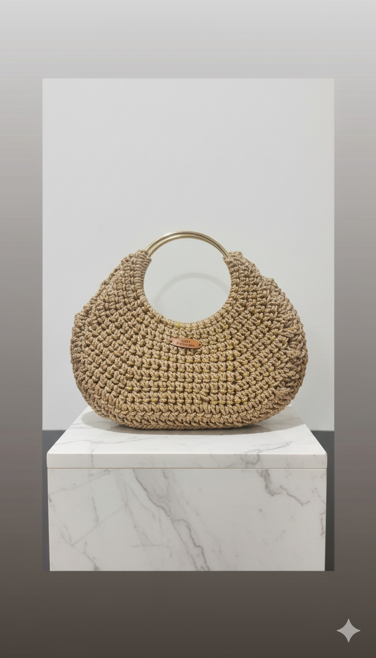 Golden Crescent Moon Bag